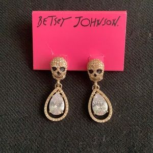 Betsy Johnson Skull/Crystal Earrings